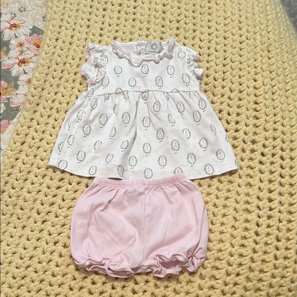 TPP Pastel Bunny Print Matching Set 6-12m